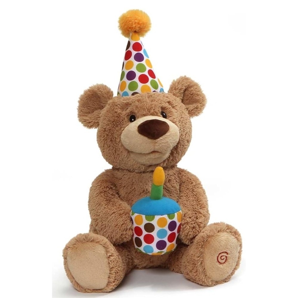 GUND Happy Birthday Teddy‎ Bear Plush Toy, Glow-in-The-Dark Singing, Brown, 10"